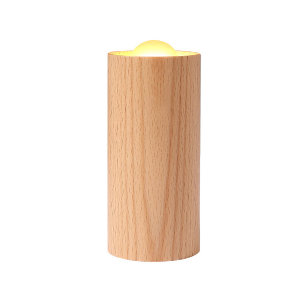 Candlelight Ambient Wood Cylinder Accent Led Table Lamp
