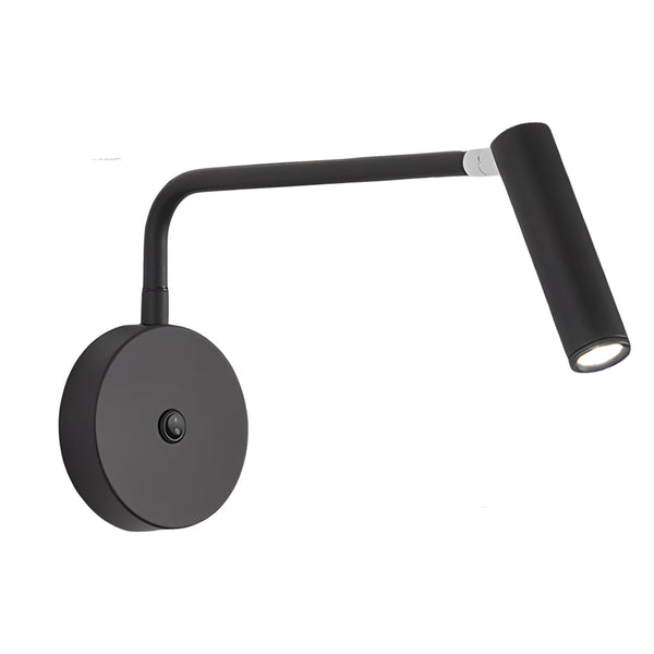 Black White Tube Led Swing Arm Wall Light Adjustable Wall Mounted Spotlight Bedroom Sconce Lamp