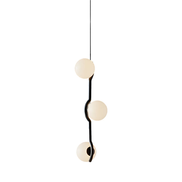 Modern Linear Glass Ball Pendant Light With 3 4 6 Light Black Gold