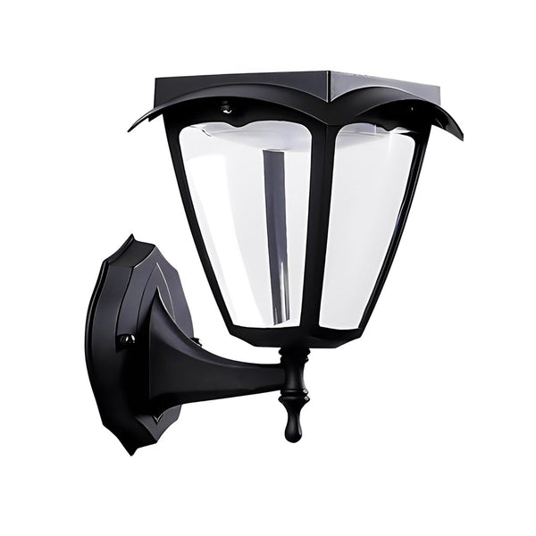 1 Light Black Solar Powered Porch Sconce Led Outdoor Wall Light