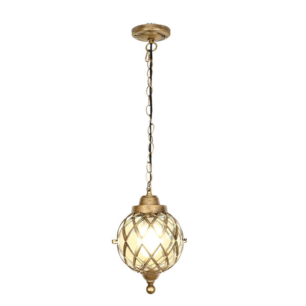 1 Light Tea Glass Globe Outdoor Pendant Lights Outside Haning Lantern Chandelier
