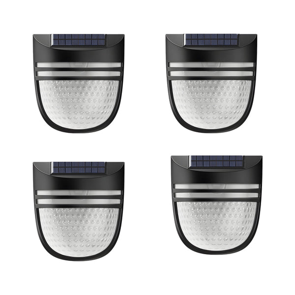 Modern Solar Powered Black Wall Fence Lights 4 Pack
