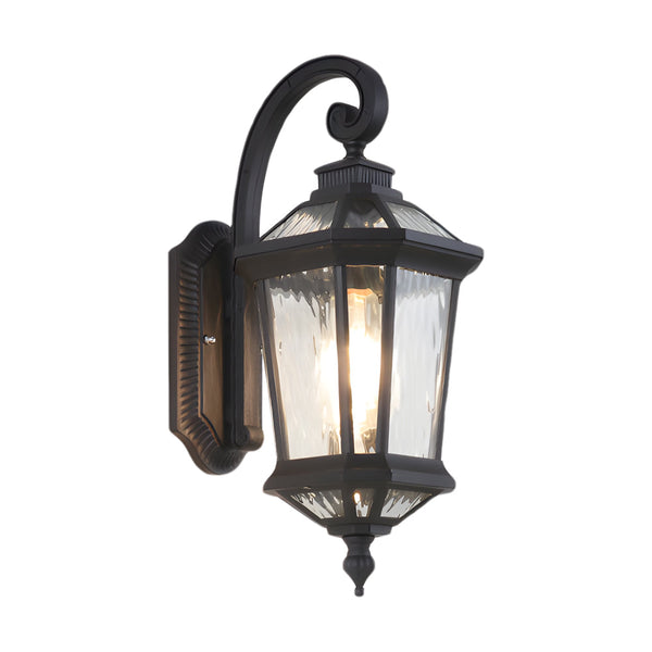 1 Light Black Clear Water Glass Outdoor Wall Light Lantern Wall Sconce Porch Wall Mounted Lights Exterior Wall Lamp