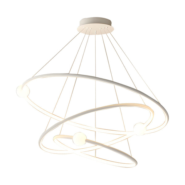 White Black Circular Pendant Lamp Dimmable Led Rings Chandelier