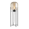 Industrial Standing Metal And Hand Blown Glass Floor Lamp