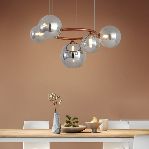 5 7 9 Light Glass Ball Circular Contemporary Chandelier With 3 Step Dimming