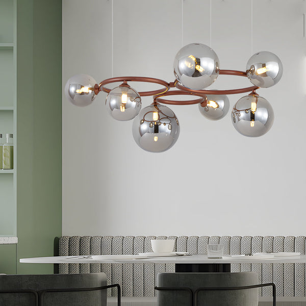 5 7 9 Light Glass Ball Circular Contemporary Chandelier With 3 Step Dimming