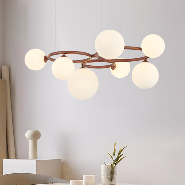 5 7 9 Light Glass Ball Circular Contemporary Chandelier With 3 Step Dimming