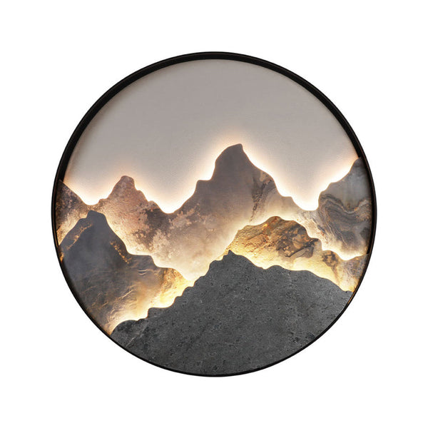 Round Mountain Scenery Painting Wall Light Li002574