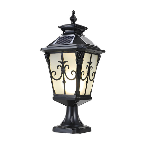Retro Pattern Solar Fence Post Light Ha083679