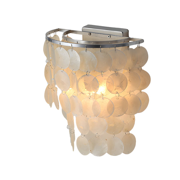 Gold Chrome Coastal Capiz Shell Wall Sconce Led Metallic Bedside Wall Lighting