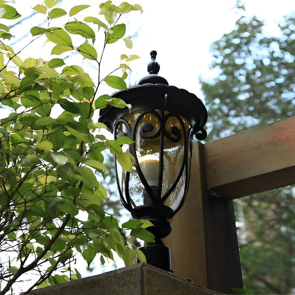 Round Bubble Black Outdoor Pillar Lamp Ha081933