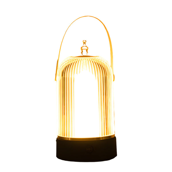 Ribbed Glass Table Lamp Lantern Ambient Led Beside Nights