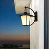1 Light 13 In Vintage White Opal Frosted Glass Black Outdoor Wall Light