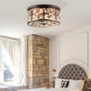 American 13 In Drum Bronze Crystal Flush Mount Ceiling Lights