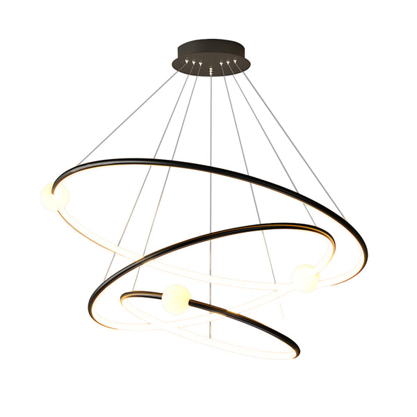 White Black Circular Pendant Lamp Dimmable Led Rings Chandelier