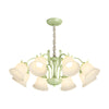 8 Heads Pastoral White Flowers 3 Step Dimming French Style Chandelier