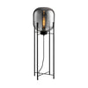 Industrial Standing Metal And Hand Blown Glass Floor Lamp