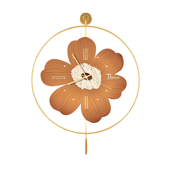 Round Metal Battery Operated Led Flower Wall Clock