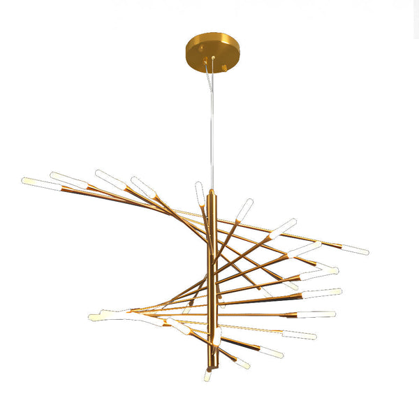 Modern Chandelier Rotating Fireworks Black Gold