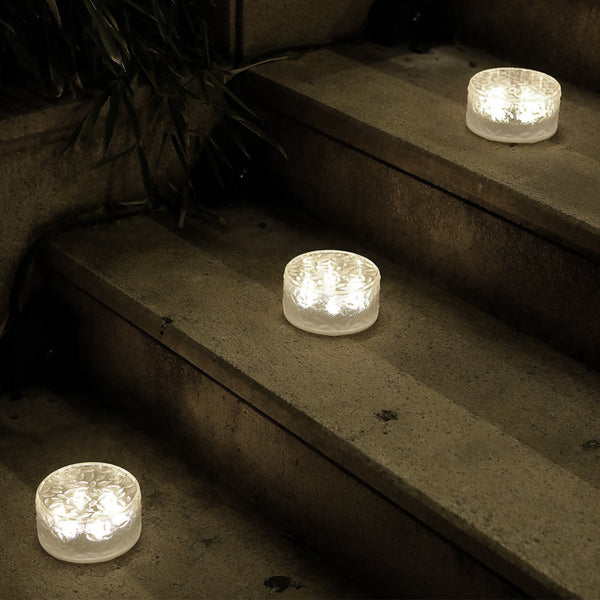 4 Pcs Integrated Led Round Ice Bricks Lights Steps Lighting For Christmas Ambience