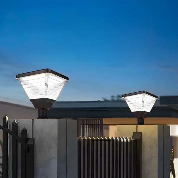 Black Square Solar Led Pier Mount Post Light