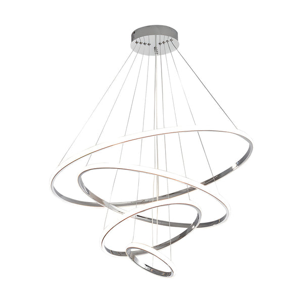 Contemporary Hanging 3 4 Light Tiered Ring Chandelier Chrome