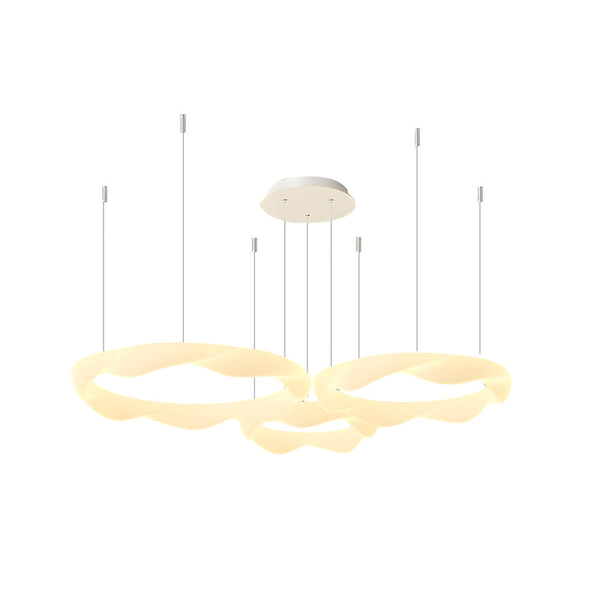 Wavy Circle Rings Three Step Dimming Led White Cream Modern Chandelier