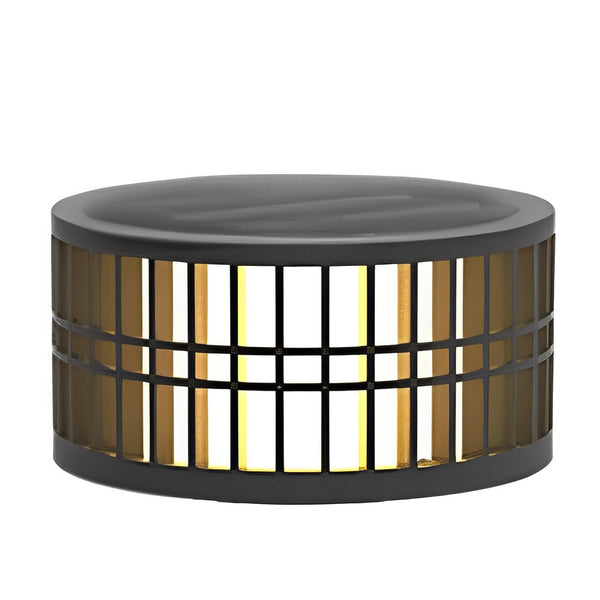 Round Led Black Modern Solar Fence Post Lights Ha077197