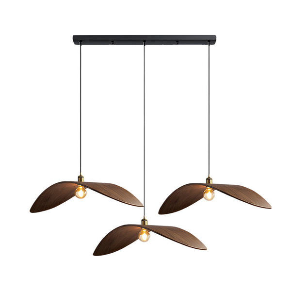 Wabi Sabi Walnut Bar Chandelier Leaf Curve Wooden Pendant Light