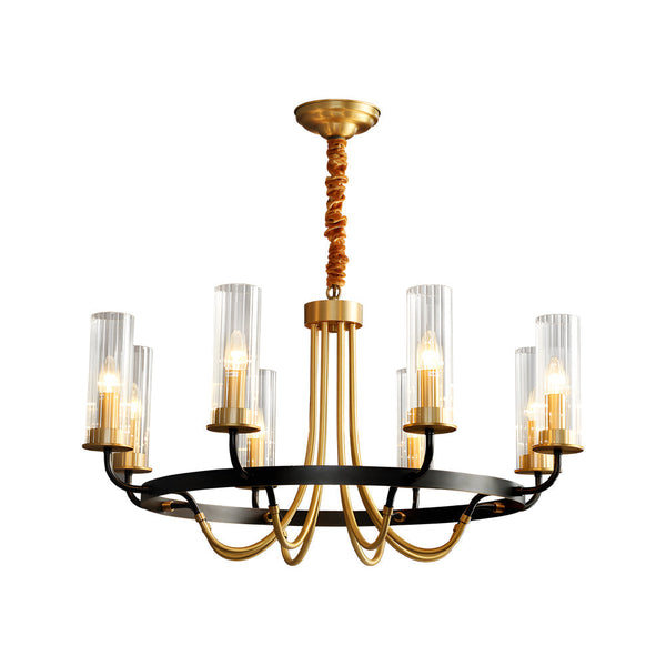 6 8 Light Candlelight Wagon Wheel Chandelier With Glass Shades