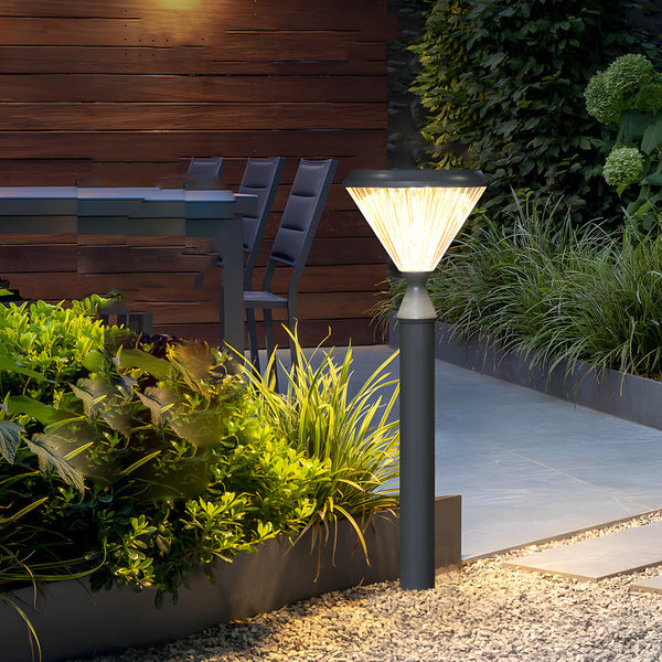 Black Solar Led Bollard Path Light For Garden