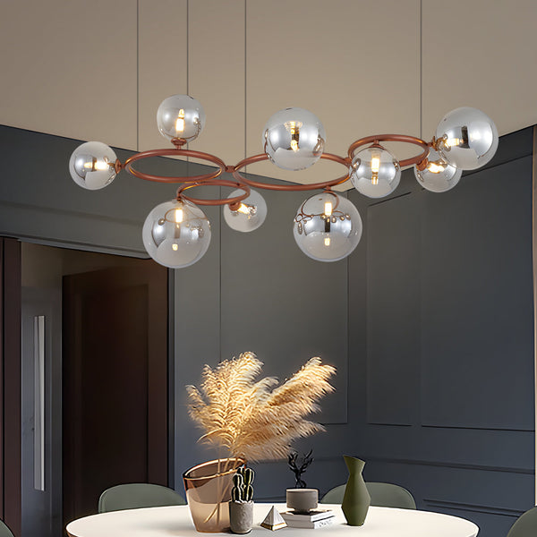 5 7 9 Light Glass Ball Circular Contemporary Chandelier With 3 Step Dimming