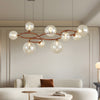 5 7 9 Light Glass Ball Circular Contemporary Chandelier With 3 Step Dimming
