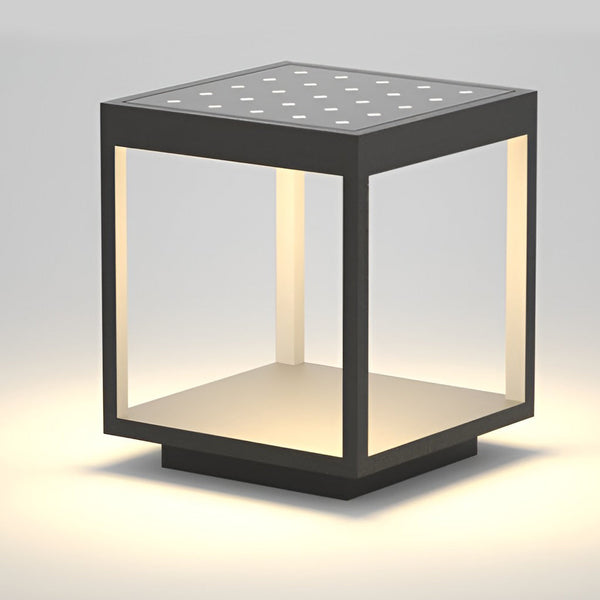 Modern Open Frame Square Led Solar Pier Mounted Outdoor Post Light