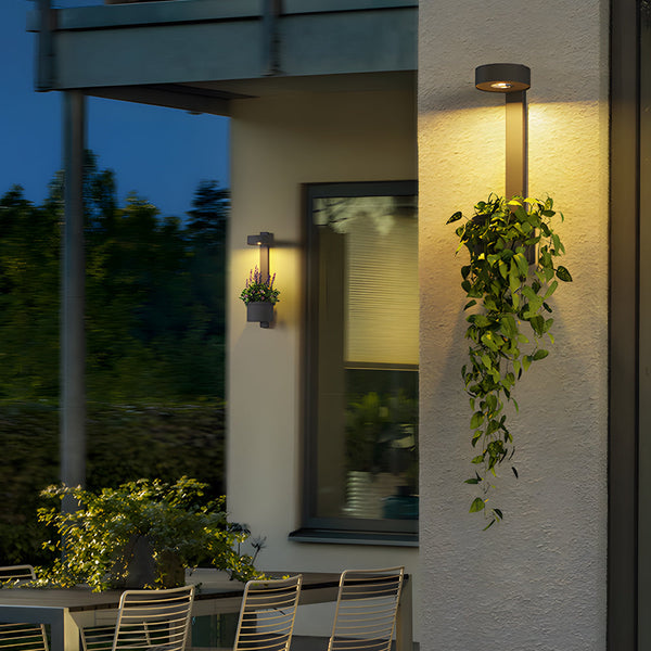 1 Light Solar Wall Mounted Plant Stand Outdoor Wall Light With Planter