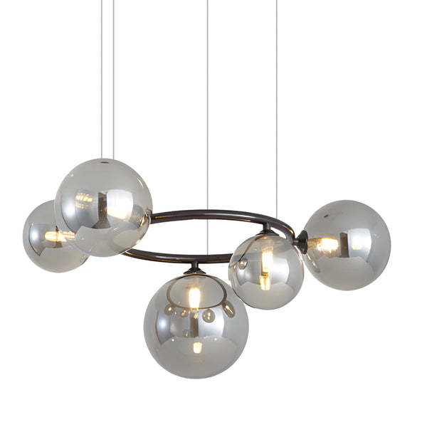 5 7 9 Light Glass Ball Circular Contemporary Chandelier With 3 Step Dimming