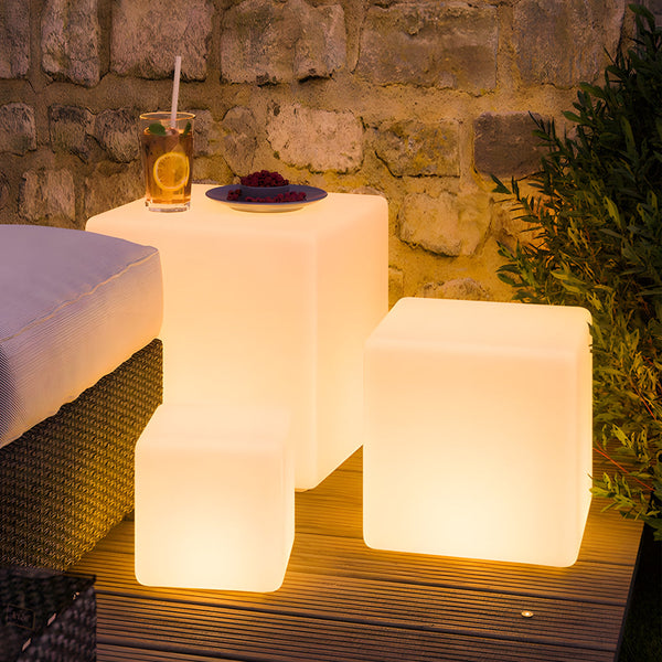 Waterproof Luminous Square Cubes Led White Usb Solar Outdoor Floor Lamp