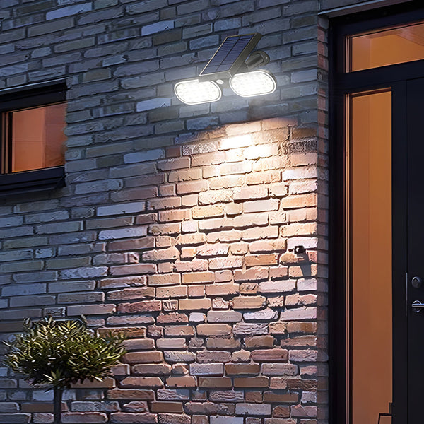 2 Head Modern Black Solar Led Spotlight With Motion Sensor Rotatable