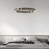 Black Glass Dimmable Led Ring Pendant Chandelier