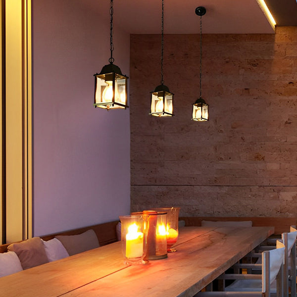 Square Black Modern Outdoor Pendant Light Ha092599