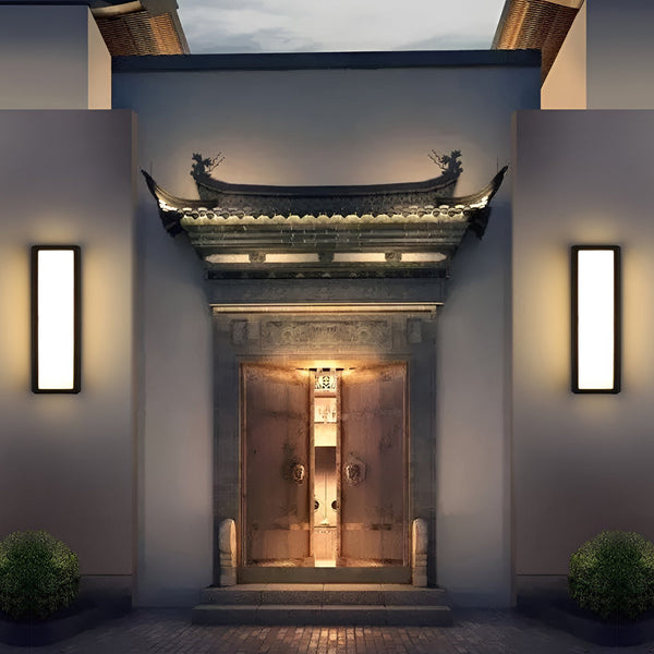 Rectangle Led Waterproof Motion Sensor Black Modern Wall Sconce
