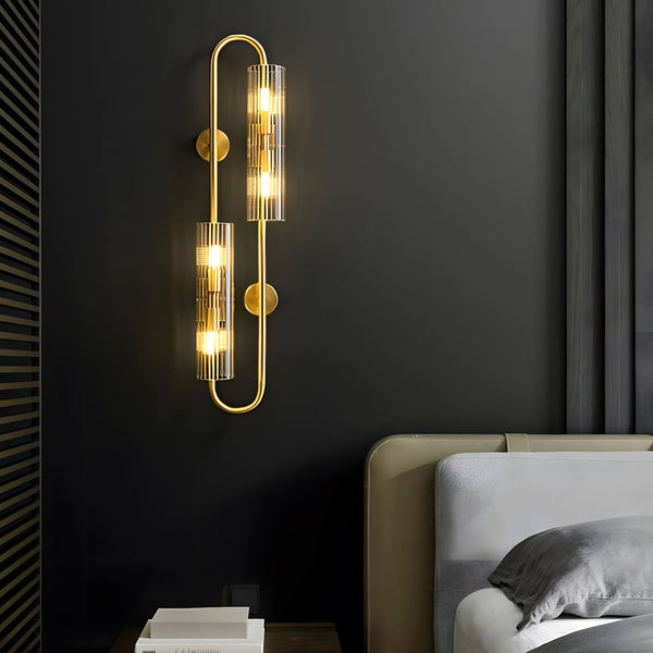 Modern Luxury 4 Light Oval Brass Wall Lamp With Clear Glass Shade