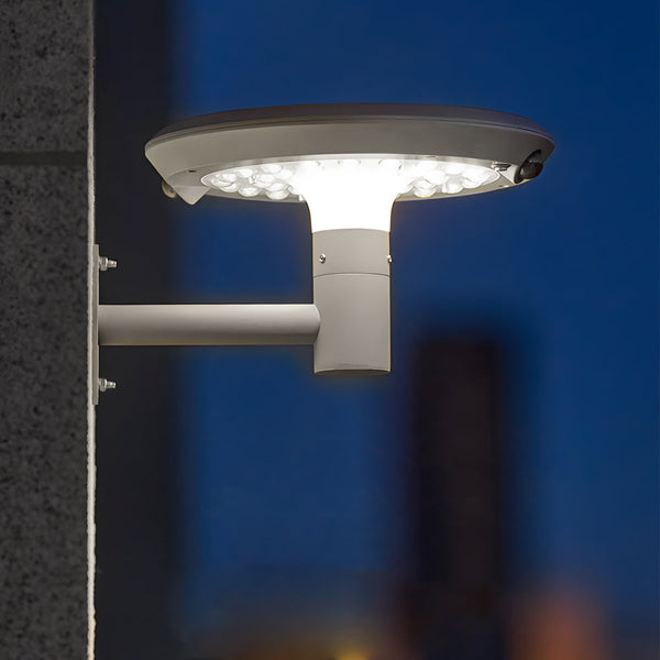 Round Solar Powered Led Outdoor Wall Light With Motion Sensor