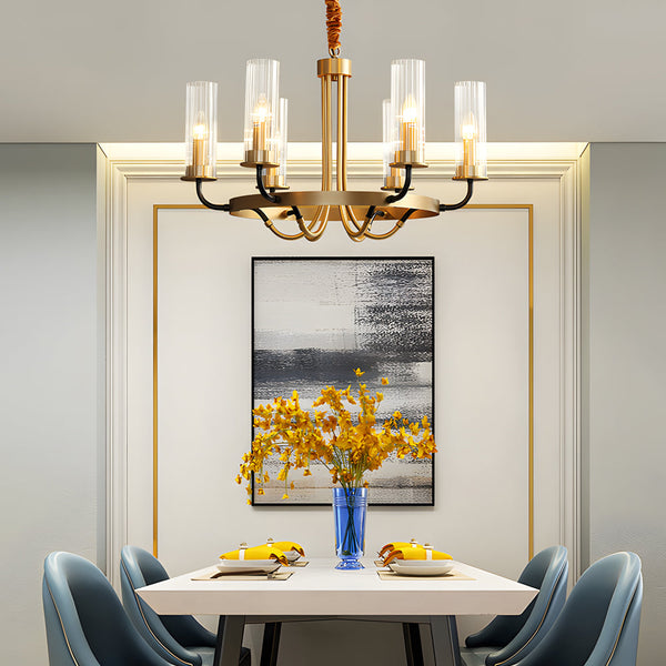 6 8 Light Candlelight Wagon Wheel Chandelier With Glass Shades