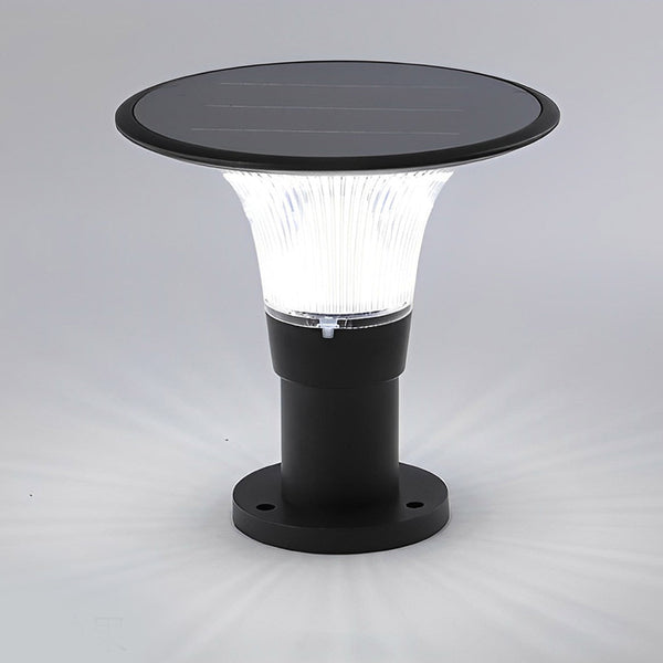 Round Black Solar Fence Post Light Ha082917