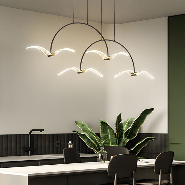 2 4 Light Modern Led Acrylic Seagull Linear Chandelier For Dining