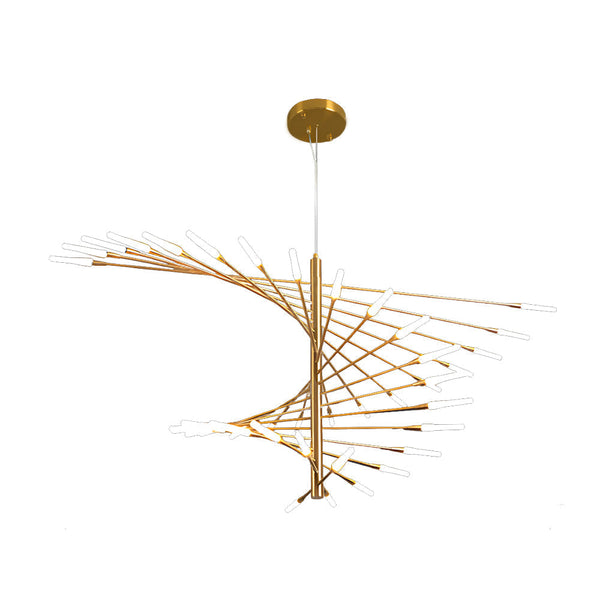 Modern Chandelier Rotating Fireworks Black Gold
