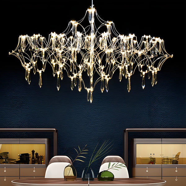 Stainless Steel Crystal Pendants Raindrops Led Italian Style Chandelier