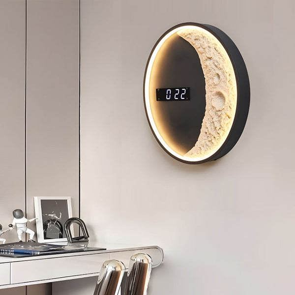 Moon Led Wall Light Wall Digital Clock Astronaut Decor 3 Color Wall Lamp